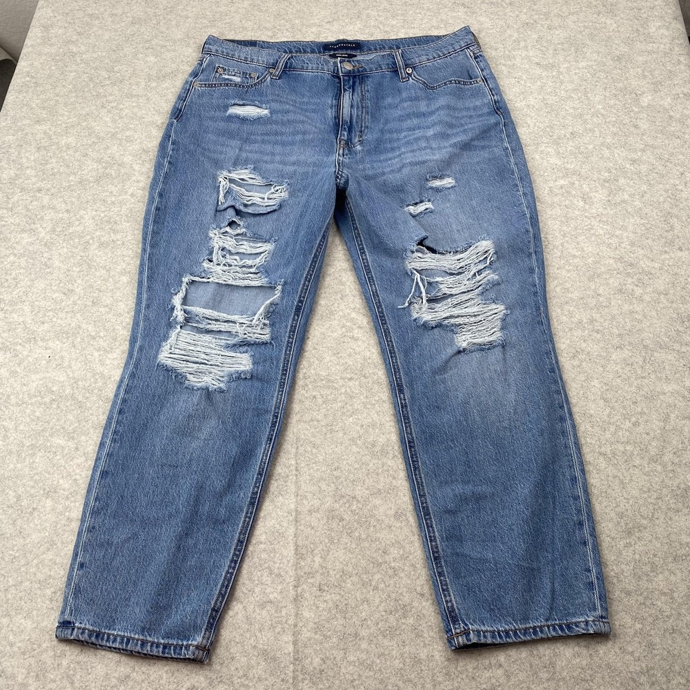 Aeropostale Mom Jeans Womens 18 (38x27) Blue High Rise Distressed Relaxed Denim